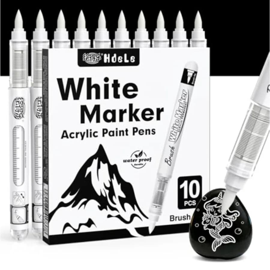 Acrylic Paint Markers, Direct Liquid Ink Pens with Brush Tip, Permanent Paint Pens for Fabric Rock Painting, Wood, Canvas, Glas