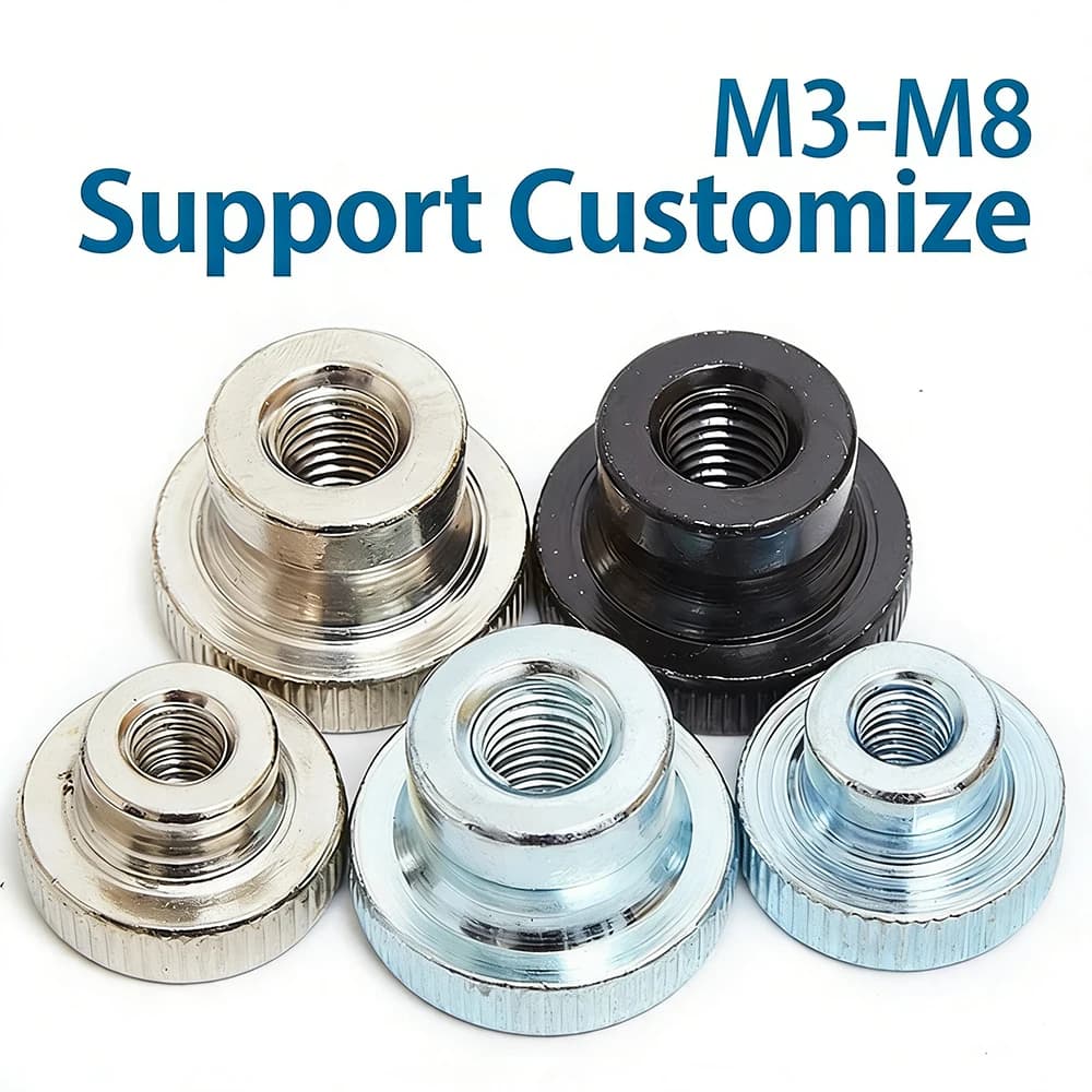 M3 M4-M10 black/silver double step hatch nut for manual clamping, customizable for 3D Curved wall support