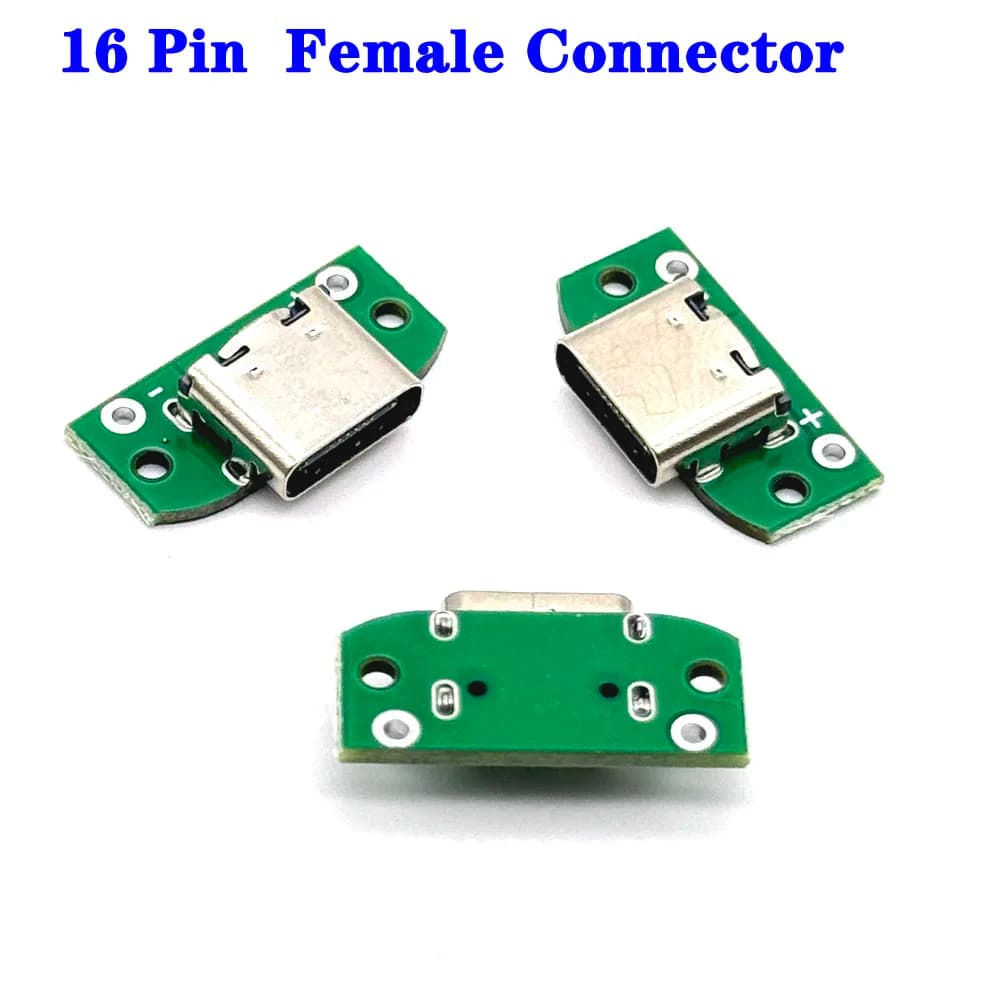 USB 3.1 Type c Female Connectors Jack Coda 16pin usb Male Plug Electrical Terminals Welding Data Cable DIY Support PCB card