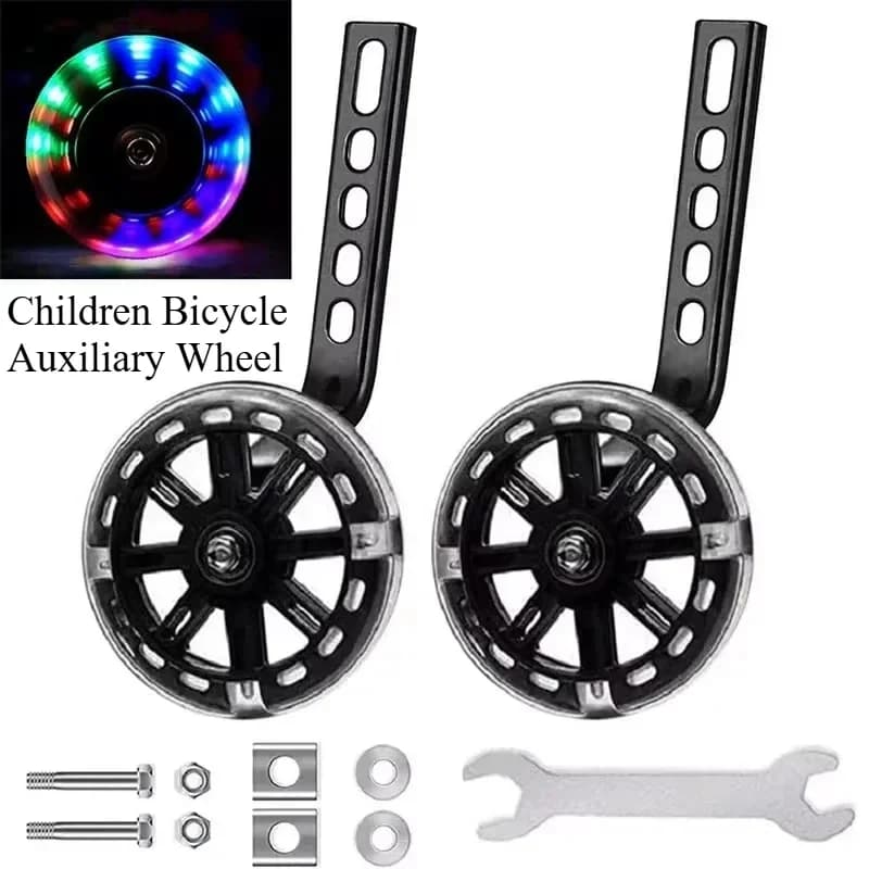 Ruote da allenamento per bicicletta per bambini Kit montato per stabilizzatore per bicicletta con ruota silenziosa Flash compatibile per biciclette da 12 14 16 18 20 pollici