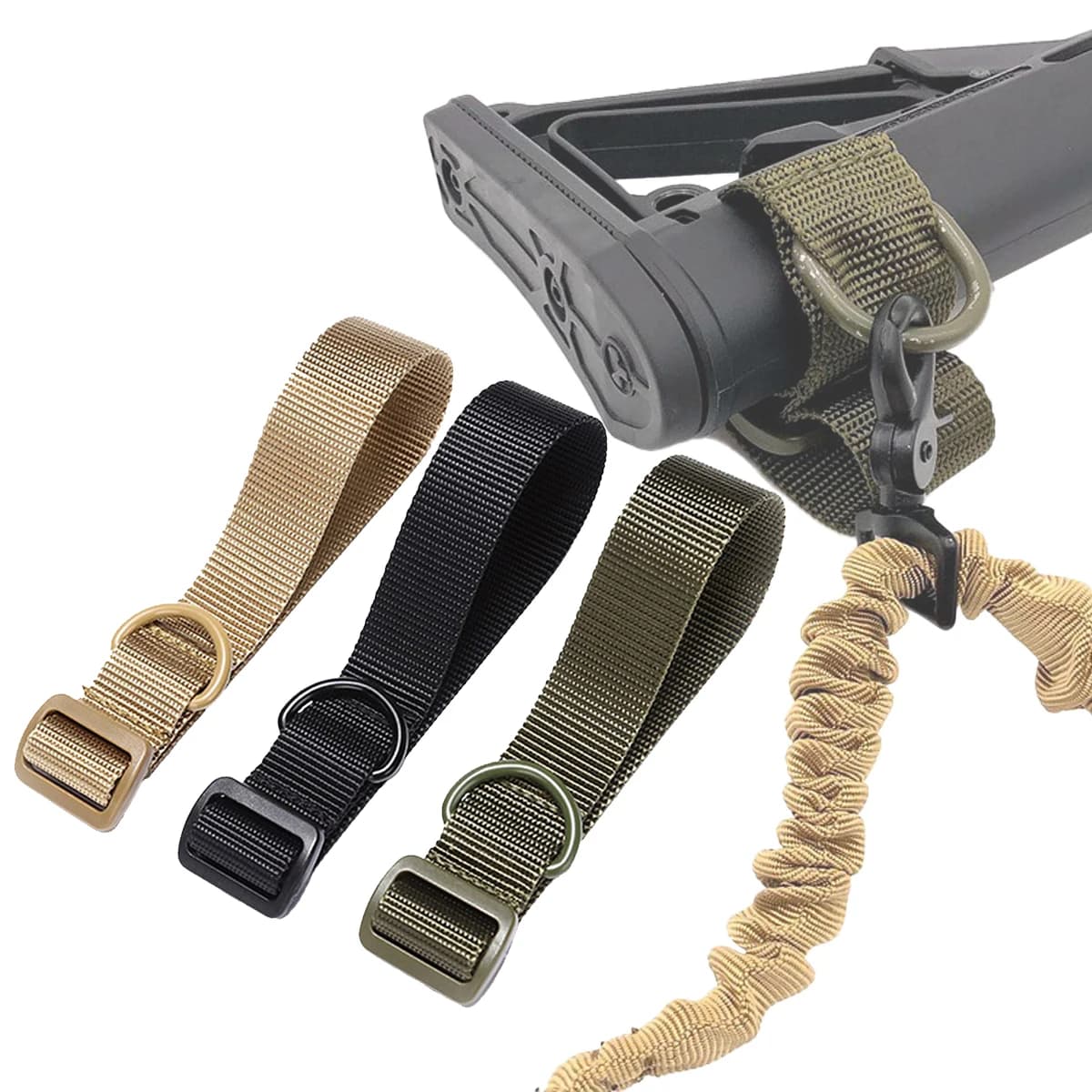 Adattatore per imbracatura tattico Airsoft ButtStock Cintura per pistola per fucile resistente Cintura per reggiatura di corda per pistola