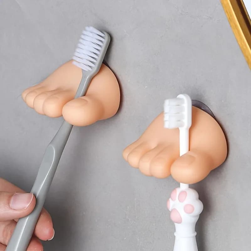 2 Pezzi Portaspazzolino Multifunzionale con Ventosa, Divertente Decorazione per Bagno, Portaoggetti con Piccolo Clip
