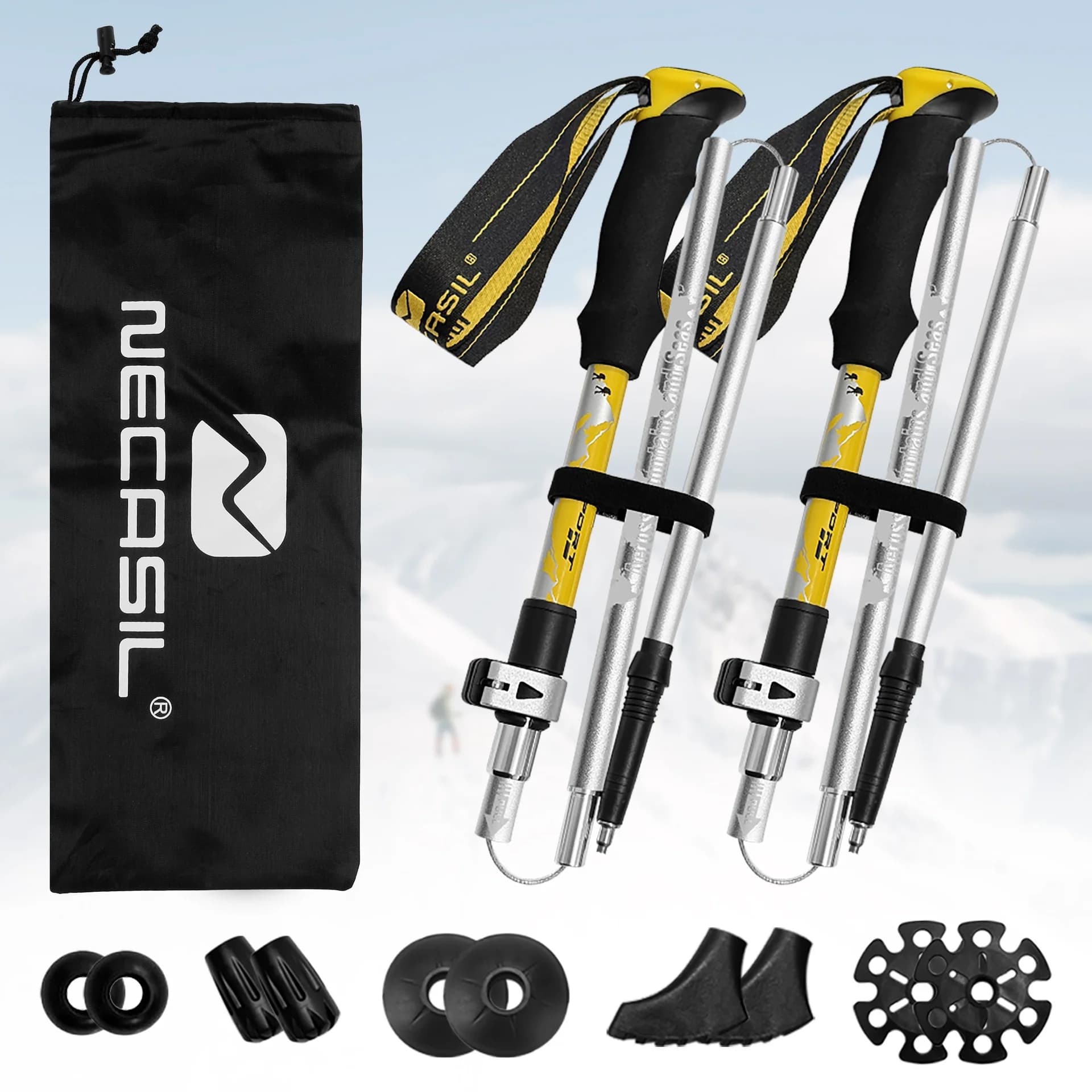 2PCS Ultralight Foldable Trekking Poles Telescopic Nordic Hiking Walking Sticks Portable Outdoor Camping Trail Running Canes