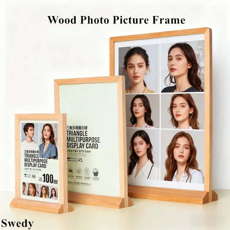 A5 148x210mm Doppio Lato Legno Acrilico Segno Titolare Prezzo Nome Carta Etichetta Stand Menu Volantino Volantino Poster Titolare Espositori