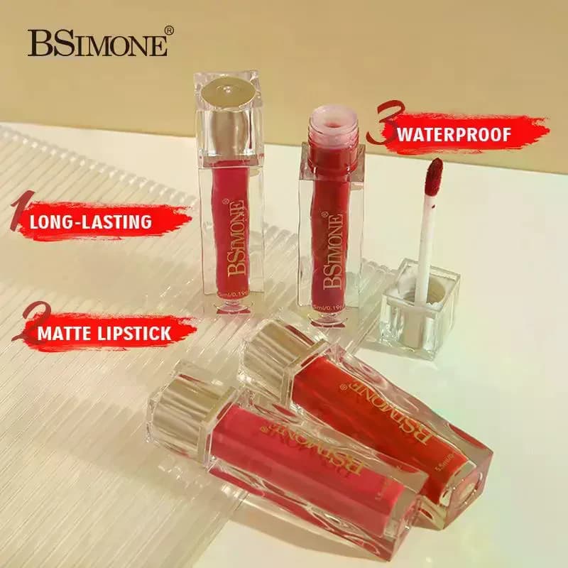 BSIMONE Velluto Matte Lip Gloss Rossetto liquido Trucco labbra sexy Donna Bellezza Rosso Tazza antiaderente Lucidalabbra impermeabile Lunga durata
