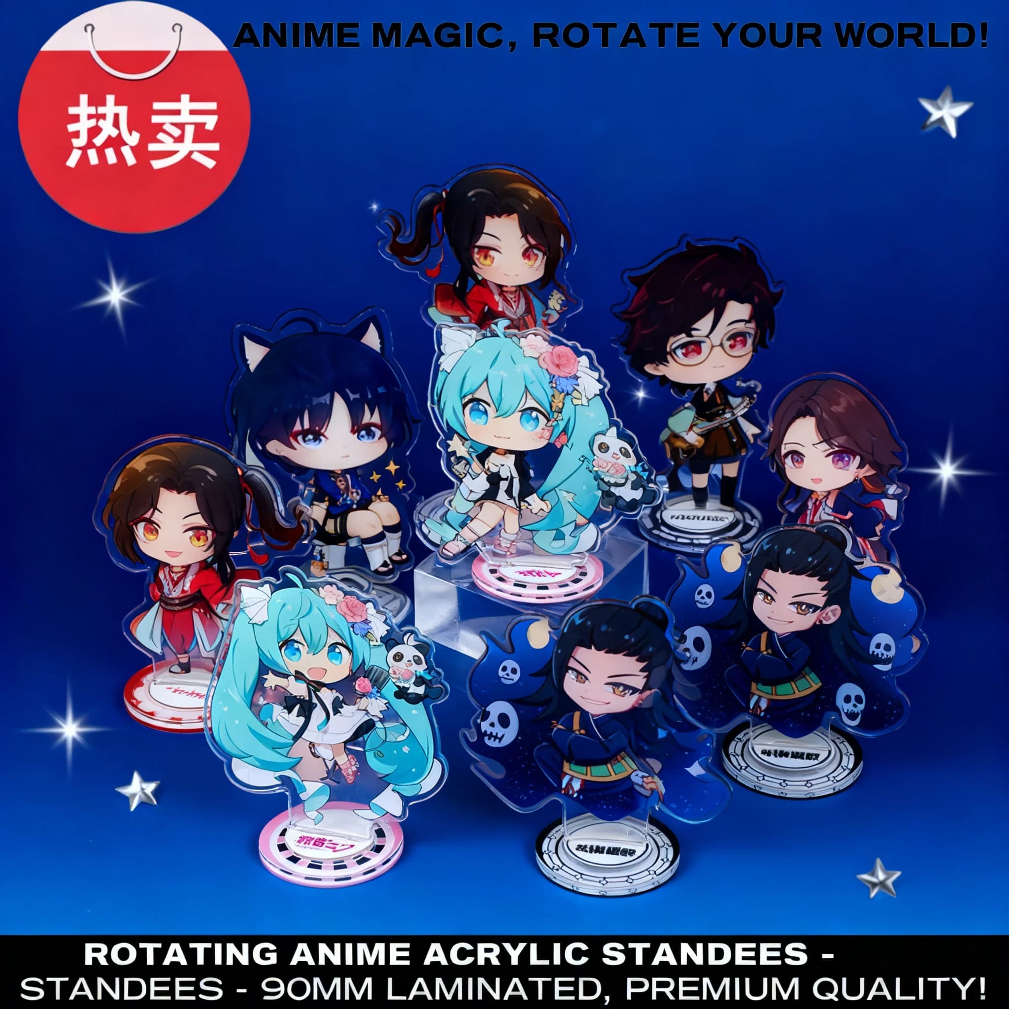 Anime Hatsune Miku Demon Slayer Jujutsu Kaisen Statuetta Girevole Luce e Notte Amore Confezione Squisita Merchandising
