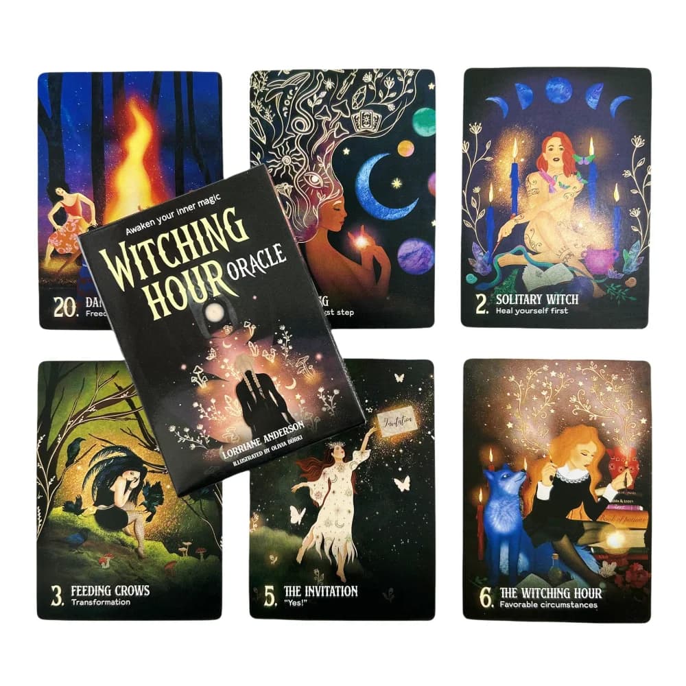 Carte Oracolo dell'Ora della Strega: Risveglia la Magia Interiore - 44 Carte 10,4*7,3cm
