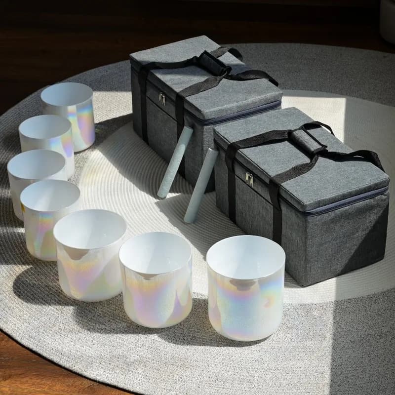 Crystal Singing Bowl 7-piece Set Meditation Sound Bowl Set Yoga Sound Healing Singing Bowls with Bag Outdoor Healing Bowls