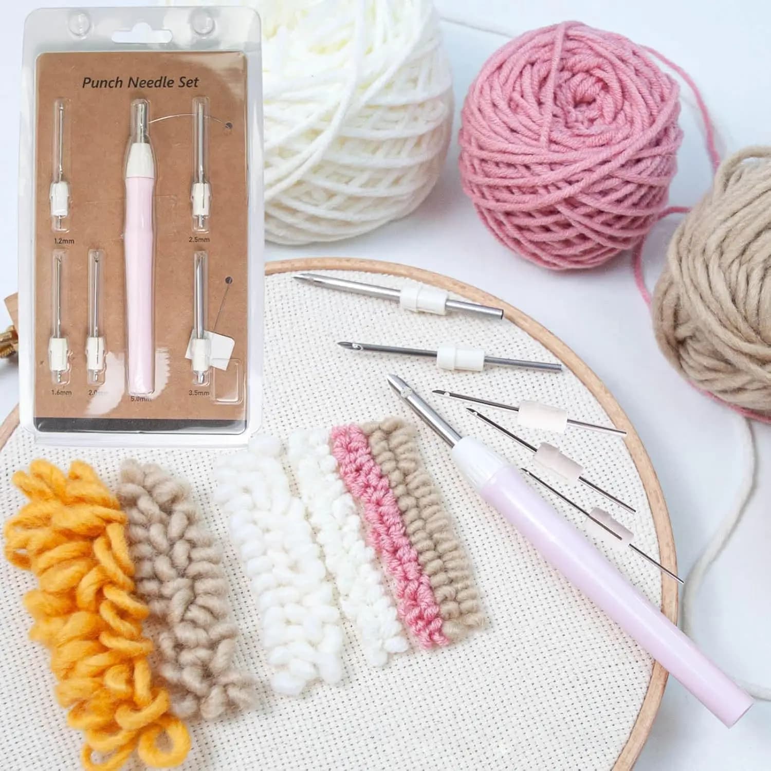Adjustable 6 Head Punches Needle, Featuring Ergonomic ABS Handle and Stainless Steel Needle for Embroidery Crafting Proje