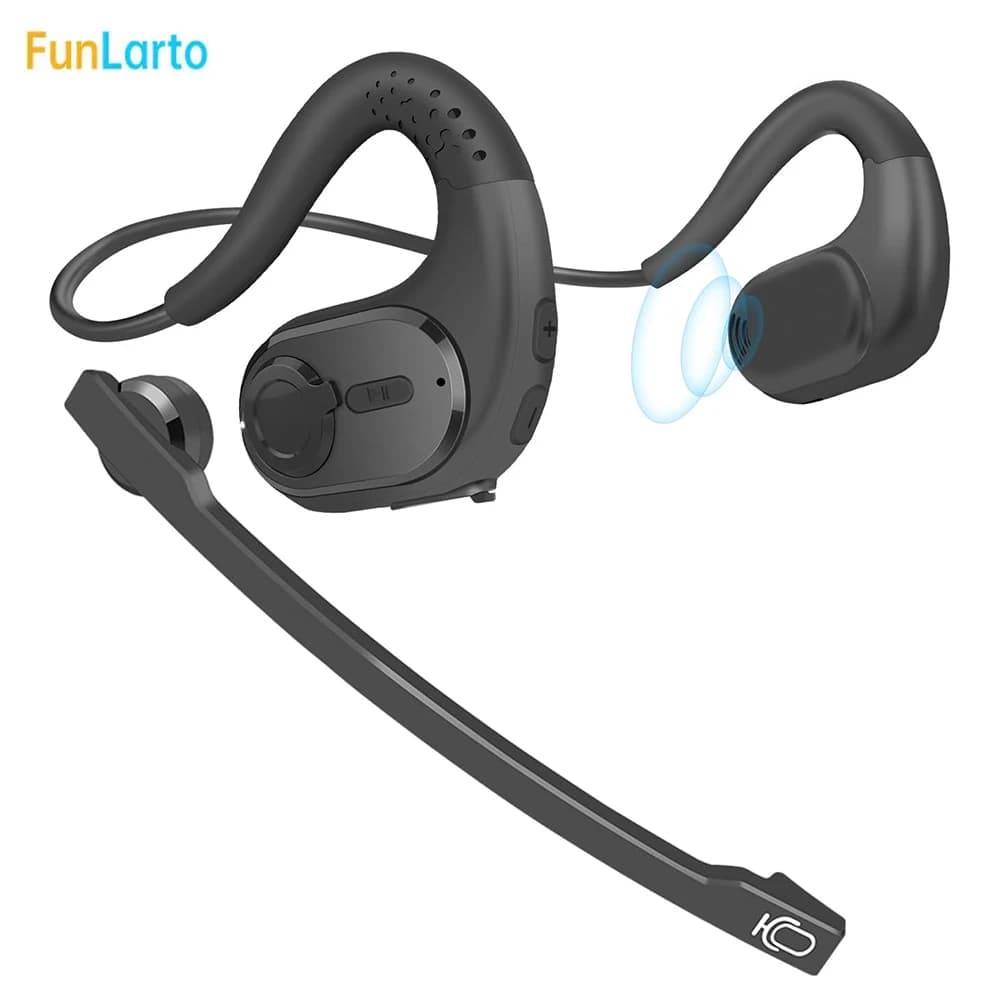 Auricolare Bluetooth a orecchio aperto con microfono staccabile Cuffie wireless Cuffie da camionista con microfono con cancellazione del rumore DSP per chiamate
