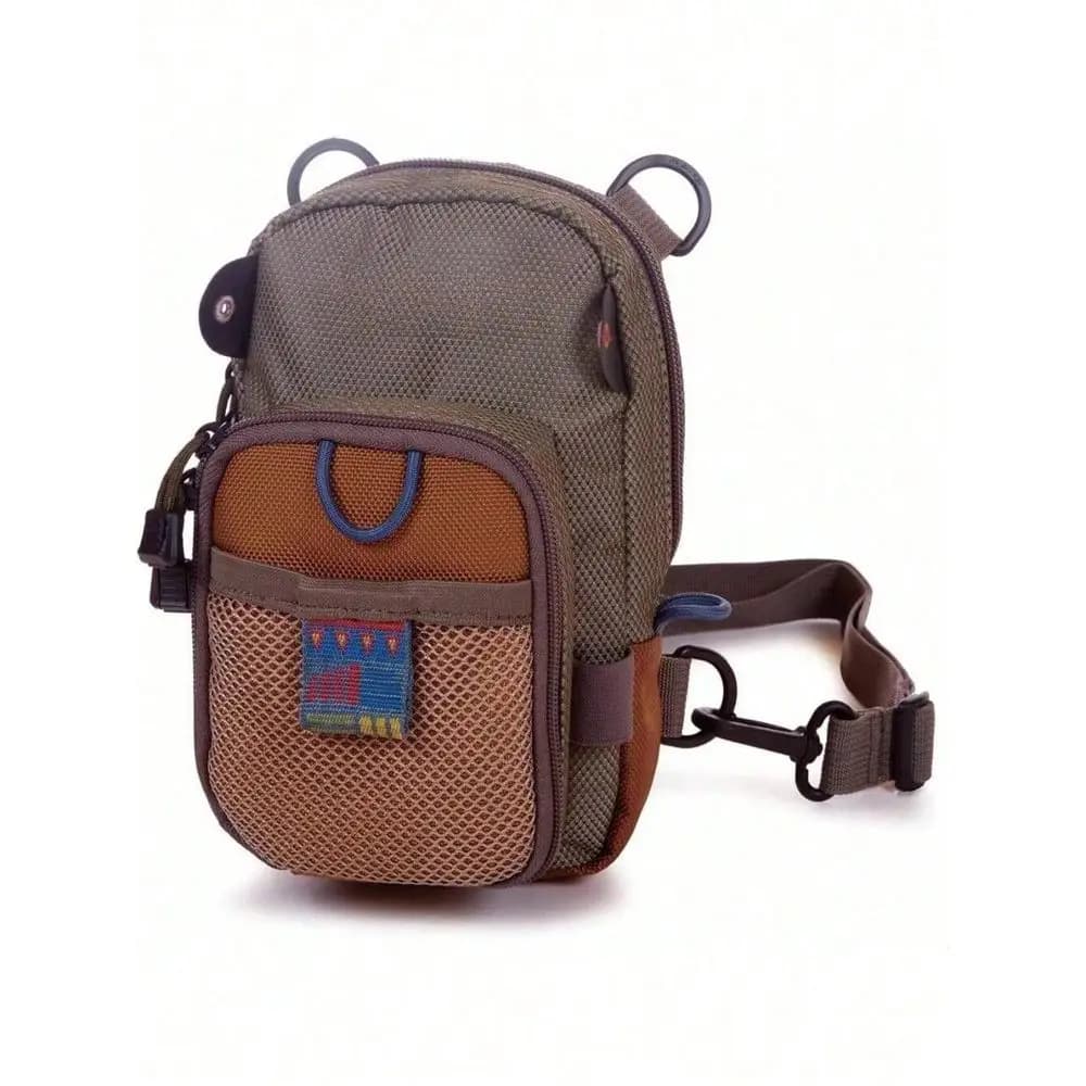 Vertical Fly Fishing Chest Pack, Fits Up To Two Tackle Or Fly Boxes, Lightweight Fishing Bag With Padded Neck Strap Sand S