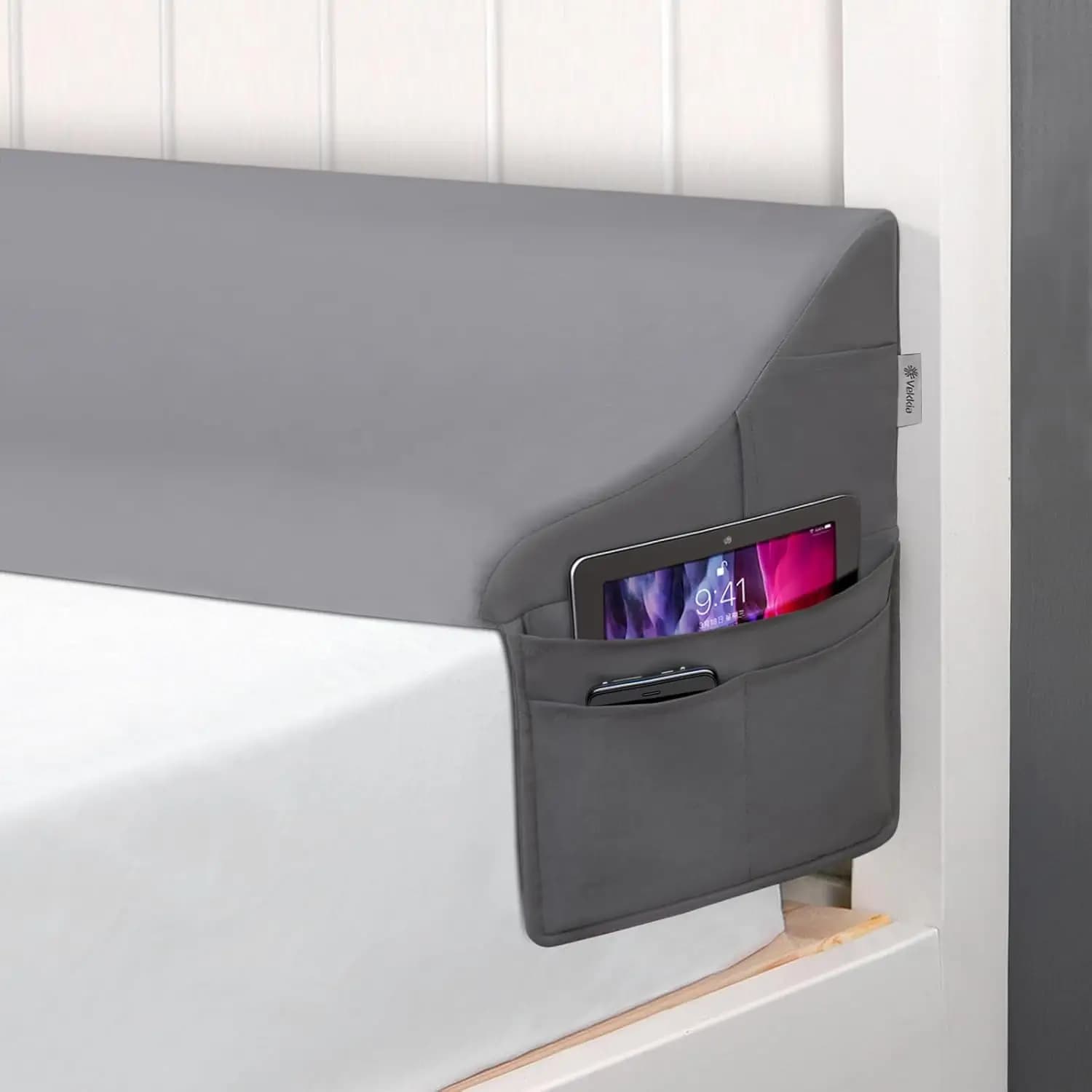 Cuscino a cuneo King Size per testiera letto, riempitivo per spazi tra materasso e testiera, per chiudere spazi da 0-6 pollici, Grigio 76"x10"x7", Comfort e Supporto