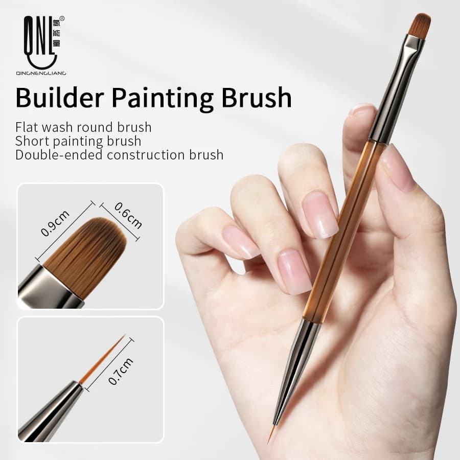 1/2/3 Nail Builder Painting Brushes UV Gel Nail Art Brush Flat Round Liner Drawing Pen Manicure Extension Construction Nail Tool