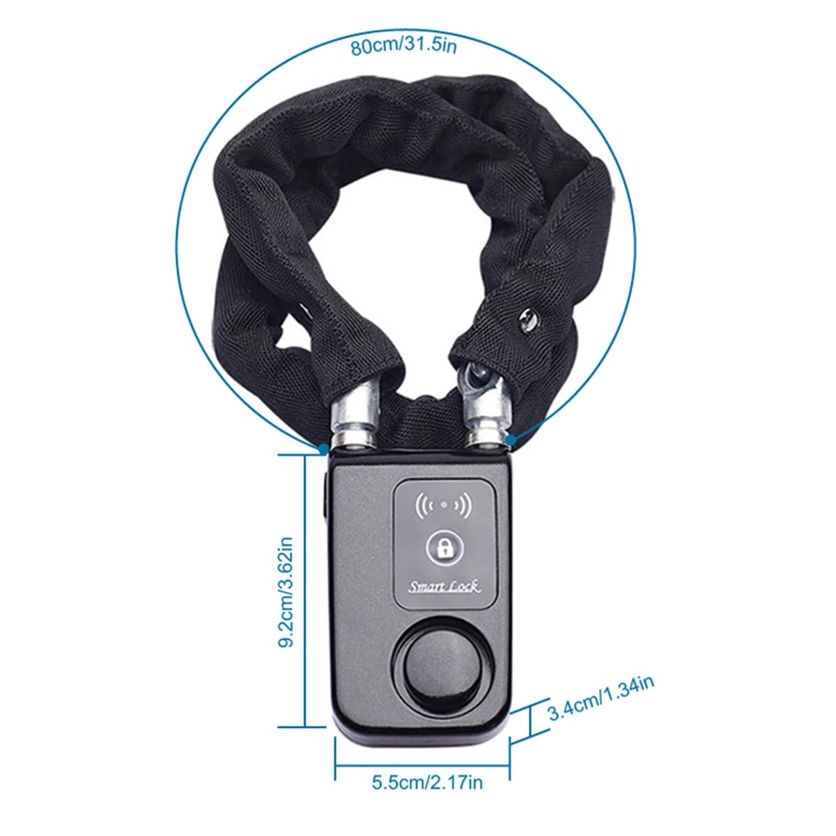Smart Bluetooth Chain Lock Keyless Bike/Motorcycle Gate/Door Lock With Anti Theft Alarm 110Db APP Phone Control