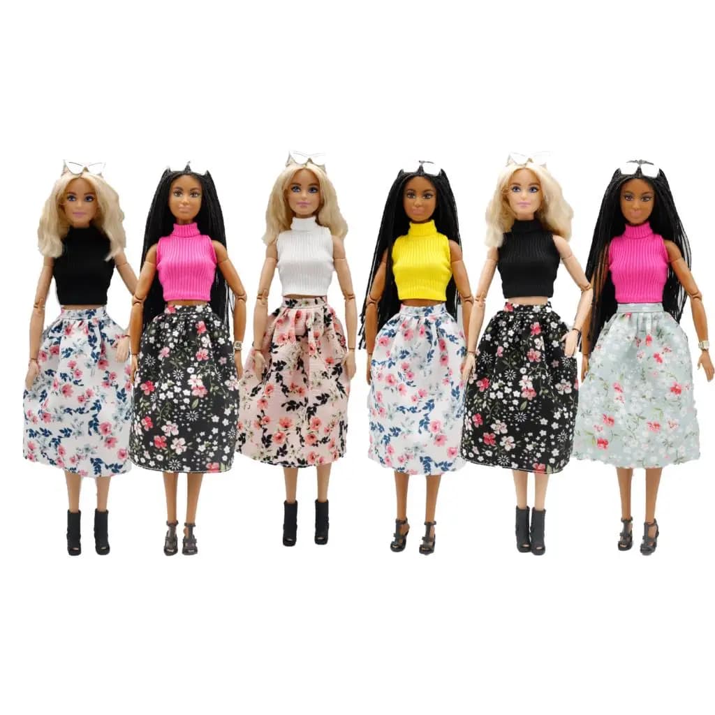 Abbigliamento per bambole 30 cm 1/6 Gilet a collo alto a righe Abito a fiori Abbigliamento quotidiano Accessori Vestiti per bambola Barbie