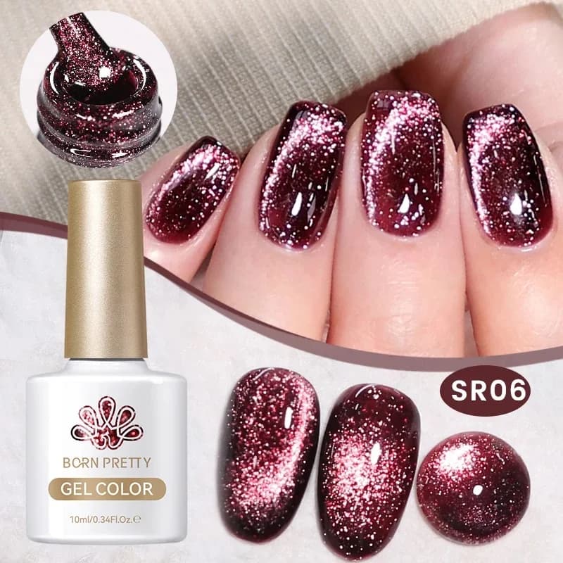 BORN PRETTY 10ml Gel magnetico riflettente super brillante per gatti Ultra Shine Glitter Rosso Argento Soak Off Gel UV LED Vernice per nail art