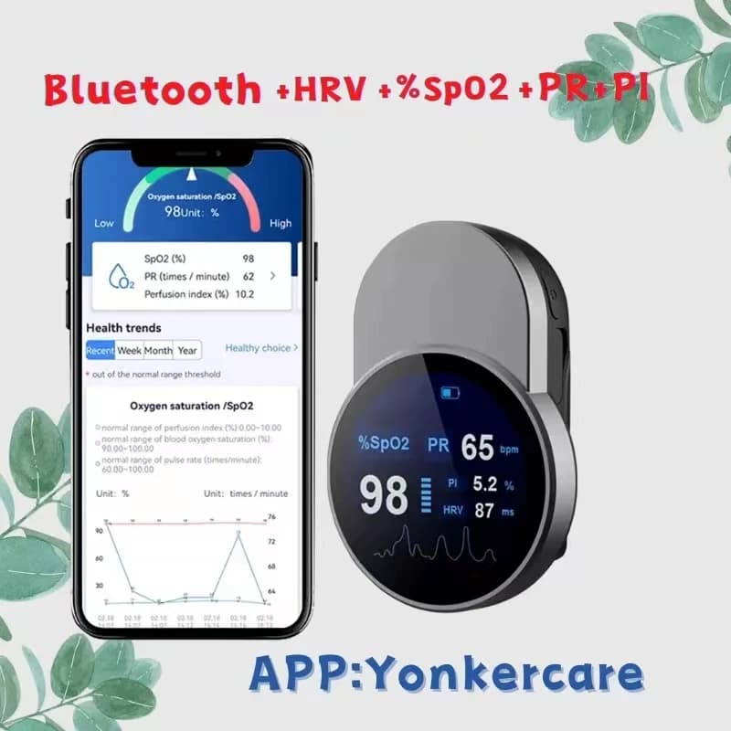 Digital fingertip oximeter, Bluetooth, wireless transmission, fingertip oximeter, USB charger, pulse oximeter