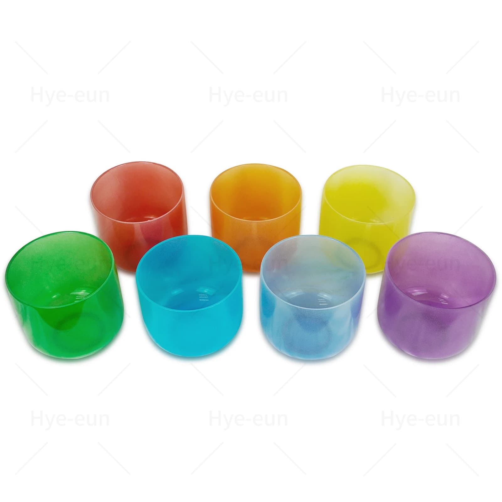 Hye-eun 8inch Clear Crystal Singing Chakra Bowl with Bag for Cleansing Stress Relief Sound Healing