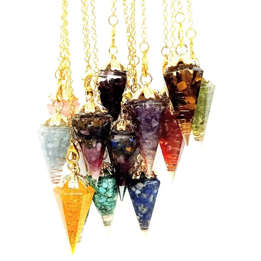 KFT Natural Healing Crystal Quartz Orgonite Pendant Hexagon Orgone Energy Reiki Resin Stone Pendant rabdoming divinazione