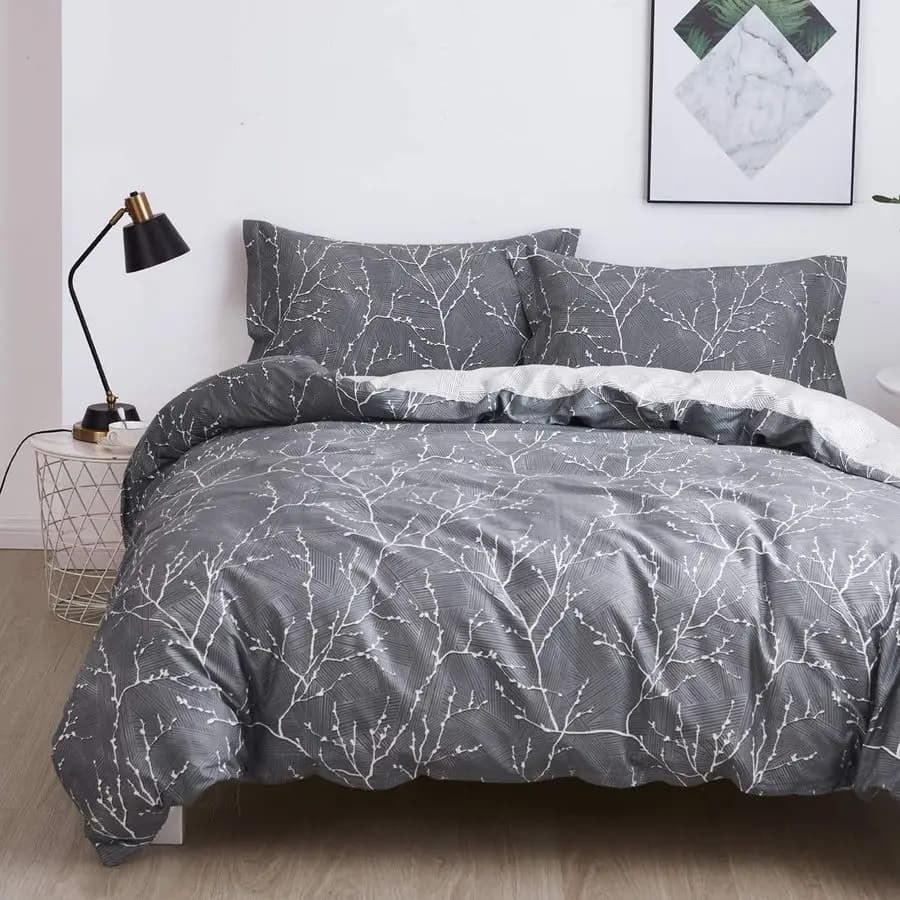 Set Copripiumino, Copripiumino 100% Cotone con Motivo Floreale, Set Biancheria da Letto Morbida Include 3 Pezzi con 2 Cuscini S