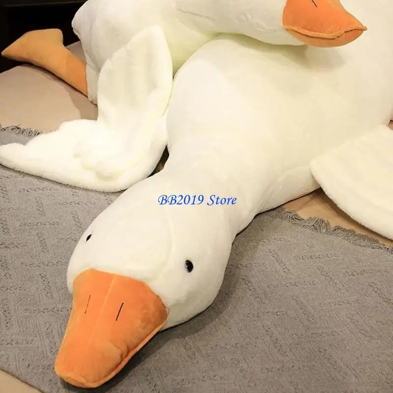 Q0KB Popular Large White Geese Plush Pillow with PP Cotton Filled Couch Throw Pillow
