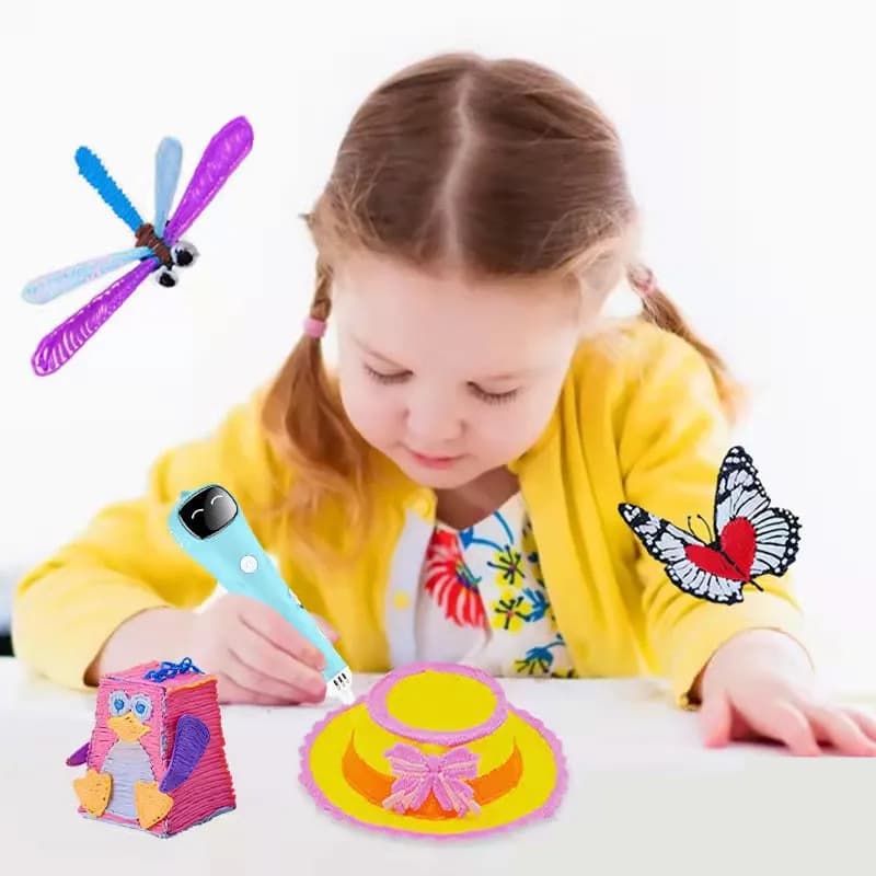 3D Pen for PCL Printing, Childcare, Low Temperature, Rechargeable (NON Compatible with ABS/PLA), 10 Colors, 1,75mm Filaments, Russian Version