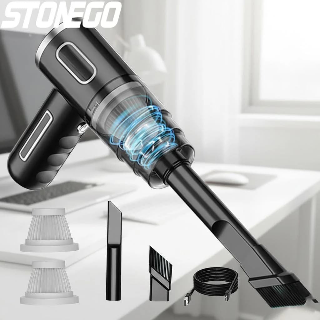 Aspirapolvere Portatile per Auto Ricaricabile Senza Fili, Mini Aspiratore Manuale con Grande Potenza di Aspirazione, Soffiatore USB per Pulizia Auto