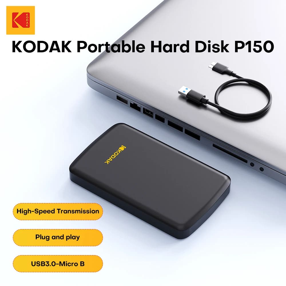 KODAK HDD Disco rigido esterno portatile da 2,5" 500 GB/1 TB USB 3.0 Archiviazione da gioco da 5 Gbps compatibile per PC, Mac, PS4, desktop, MacBook