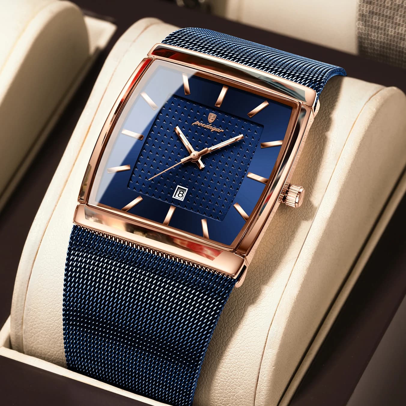 POEDAGAR Orologio da uomo di lusso in maglia di acciaio inossidabile impermeabile luminoso data orologio da polso da uomo moda casual orologi da uomo al quarzo Reloj