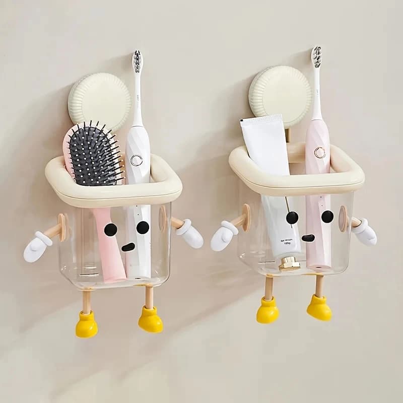 1 Pezzo Adorabile Portaspazzolino a Forma di Cartone Animato, Accessorio per Lavabo in Plastica, Design Cartoon per una Conservazione Ordinata dello Spazzolino