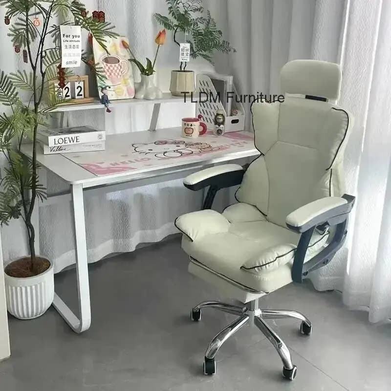 Sedia da Ufficio Ergonomica Nordica Reclinabile, Sedia da Gaming Girevole con Sollevamento, Sedia da Computer Moderna, Poltrona con Schienale e Braccioli