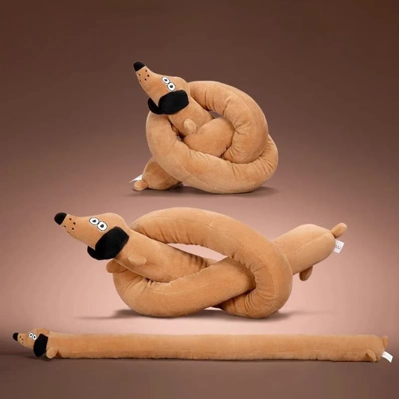 Squeaky Long Dachshund Plush Dog Toy Chew-resistant Imitation Sausage Puppy Tug Toy Interactive Play Boredom Relief