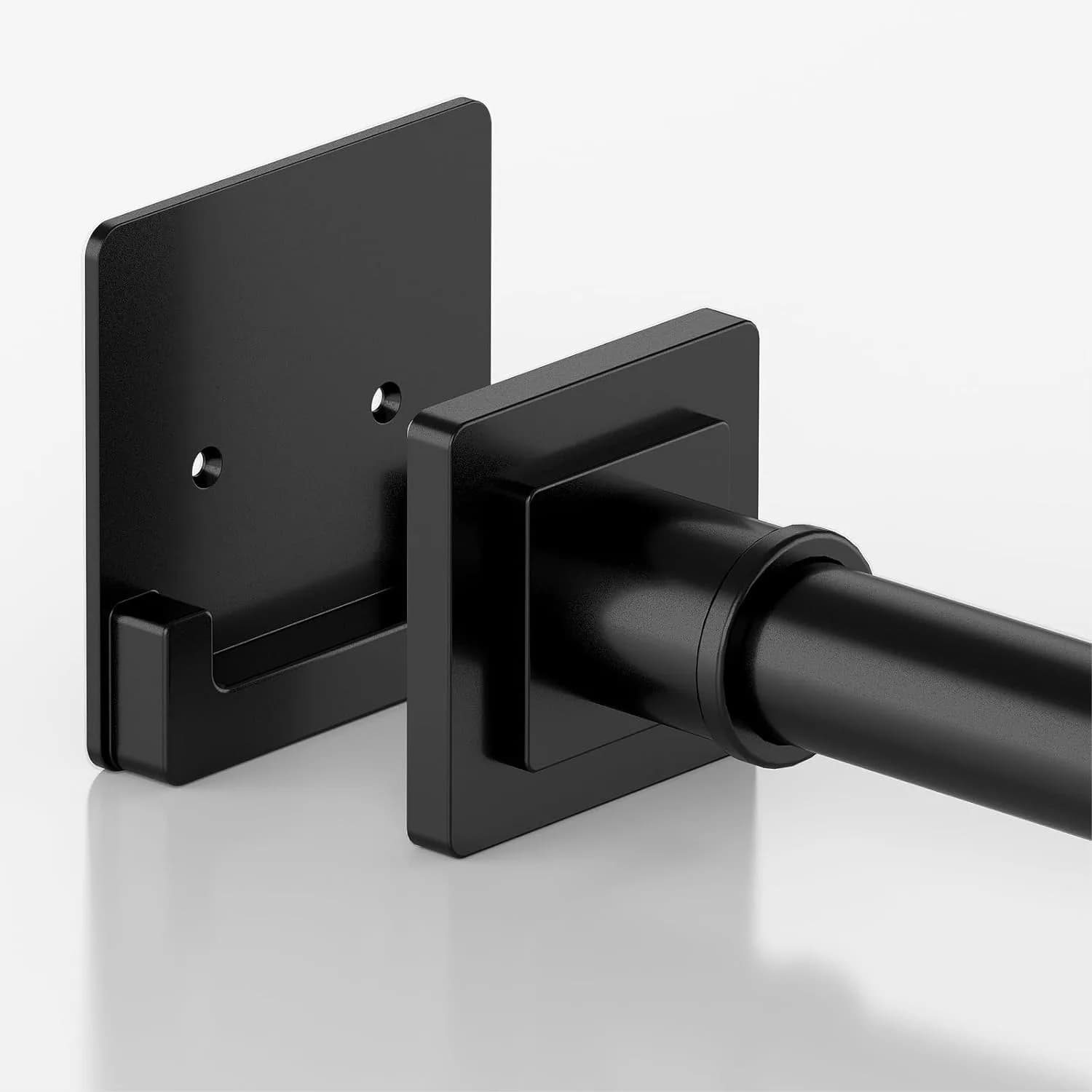 Matte Black Shower Curtain Rod 31-79 Inches with Holders, Adjustable Tension Rod for Bathroom, Windows, Closet