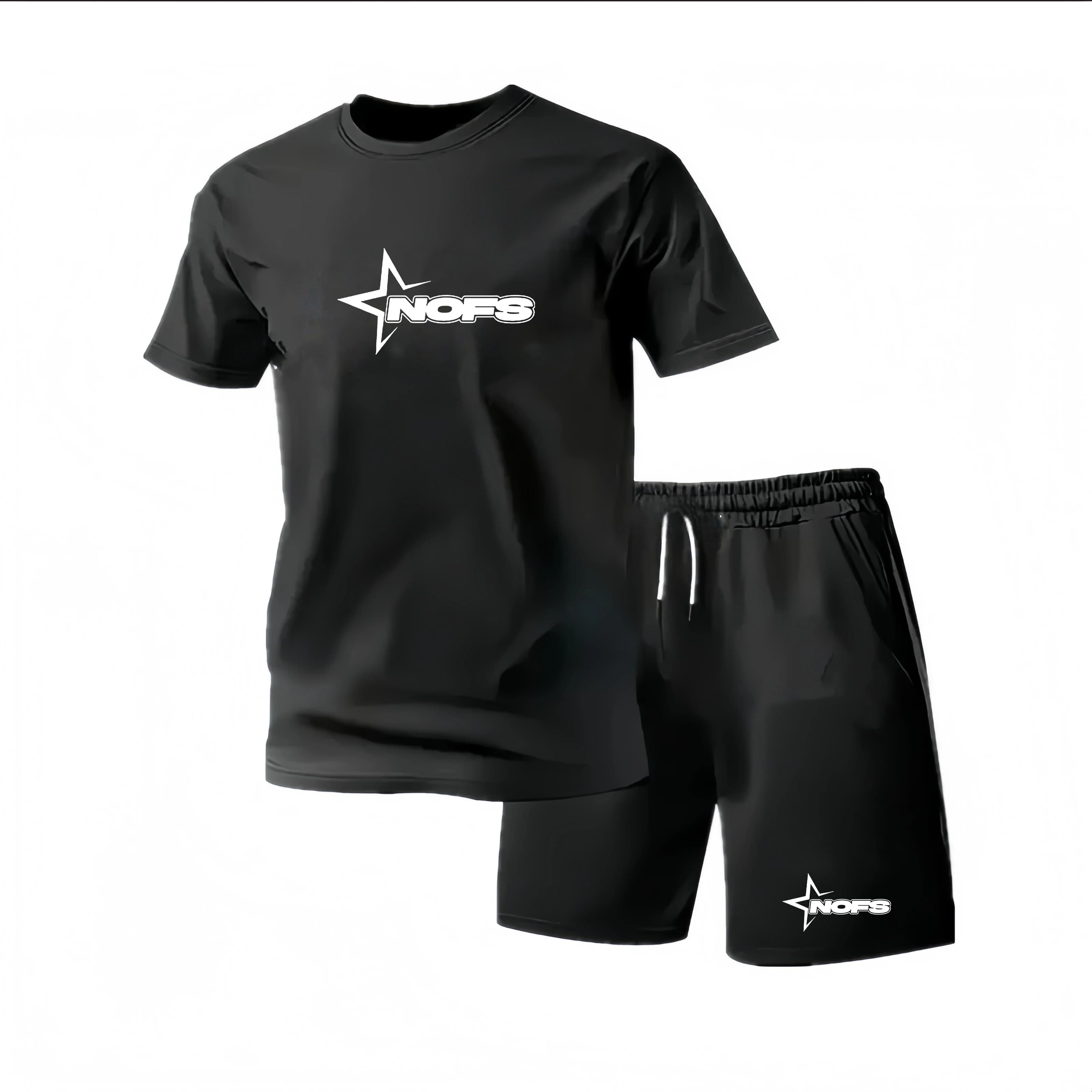 Summer Popular Men's Mesh T-shirt + Shorts Suit Sports Print Casual Fashion Short-sleeved T-shirt Suit Men's Jogging Suit S-3XL