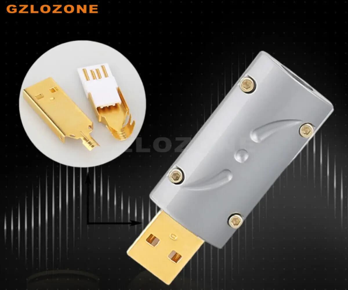 GZLOZONE Viborg Hiend USB Plug Phosphor Bronze Gold Plating 2.0 Square/Flat Plug ( B6-97)