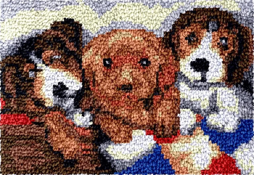 grande gancio di chiusura Kit tappeto Tappetino fai da te Kit cucito Unfinito Uncinetto Filato tappeto Ricamo arazzo Animali cani immagini hobby