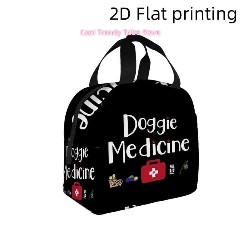 1 pezzo, Doggie Medicine: un divertente kit di pronto soccorso per animali domestici. Borsa termica stampata - Borsa termica portatile riutilizzabile per la casa.