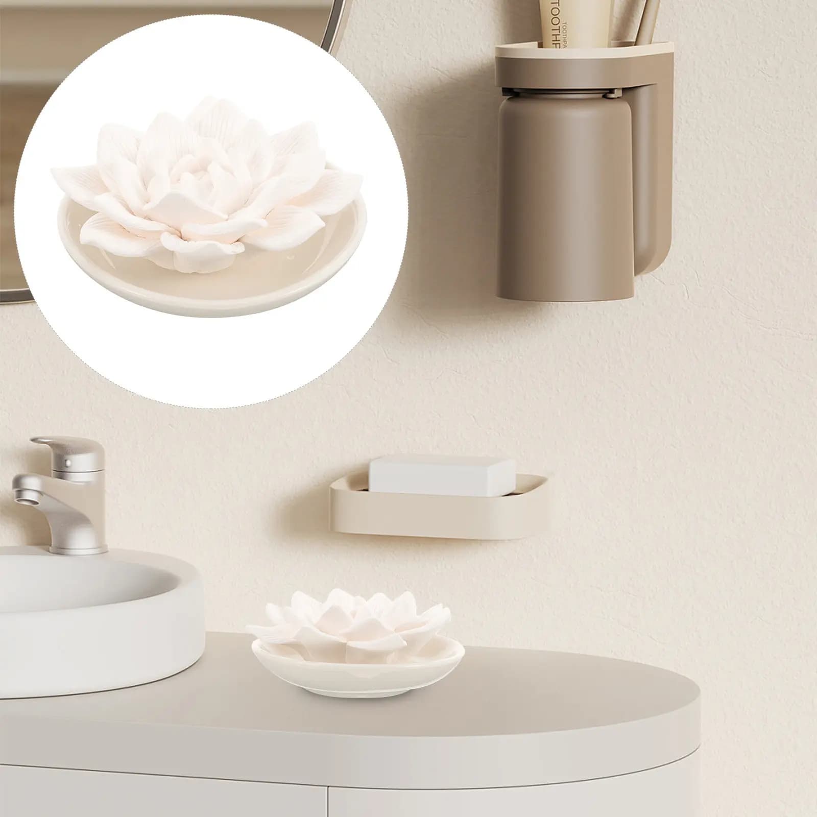 Flower-shaped stone scent diffuser, passive diffuser for essential oils, long-lasting perfume for cars, bedroom, bathroom, home