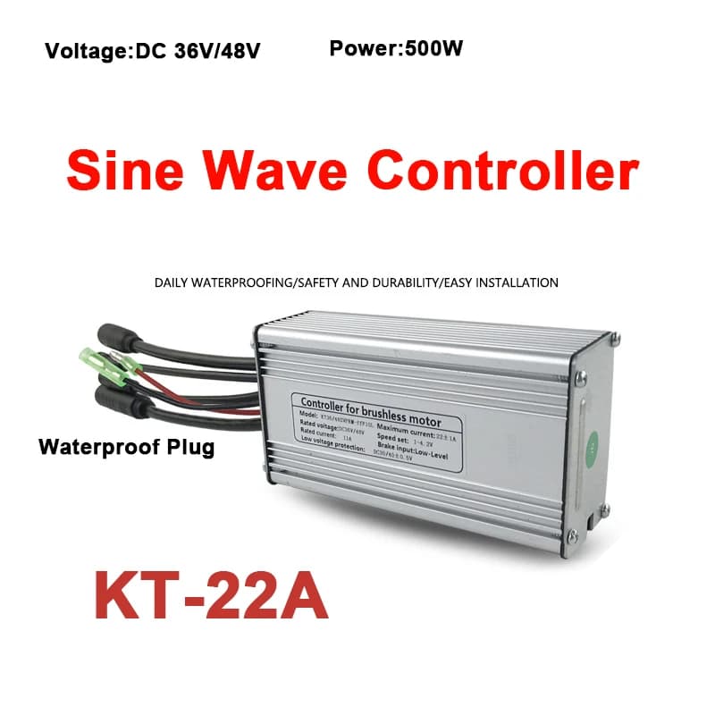 KT 36V/48V KT-22A Sine wave controller Waterproof spin with light cable, bicycle refit accessory