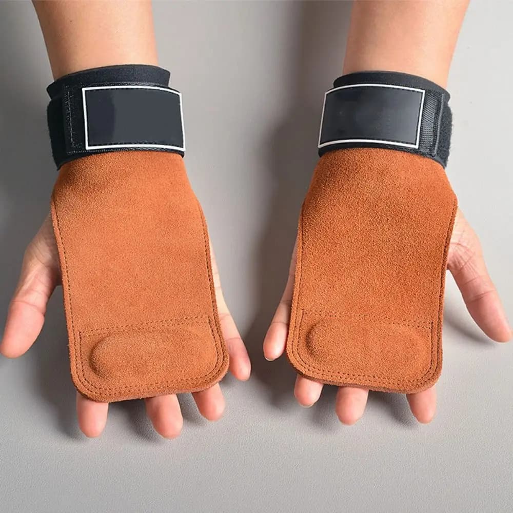 Lifting Cowhide Gym Gloves Anti-Skid Wristband Weightlifting Gloves Double Leather Palm Protection Workout Gloves Gym Training