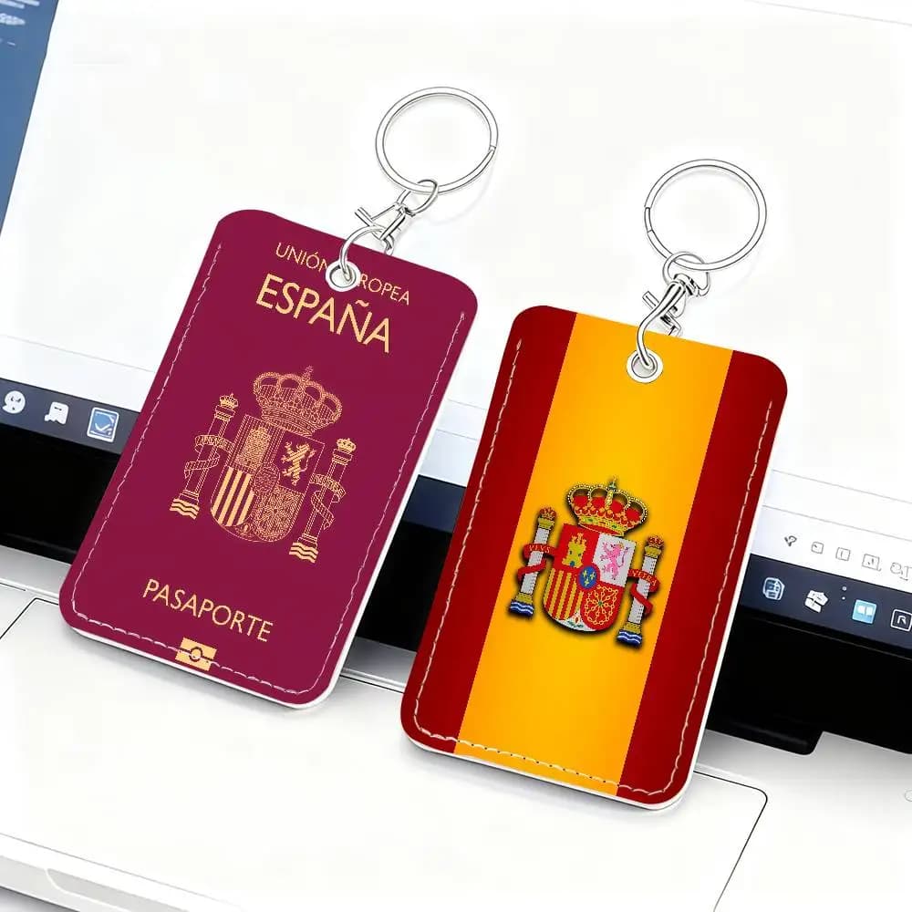 Portadocumenti per Passaporto Spagnolo Adatto per Accesso Bancario, Biblioteca, Parcheggio, Autobus, Metropolitana e Portachiavi