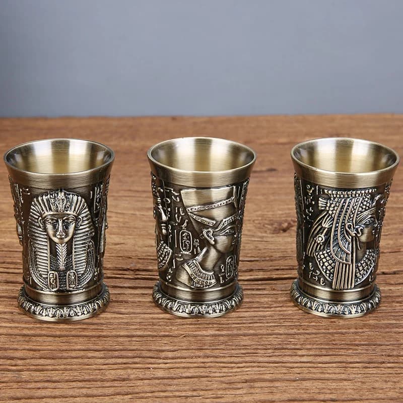 Bicchiere da Shot in Stile Egiziano Antico, Coppa per Vino in Lega di Zinco Resistente, Regalo di Compleanno Premium