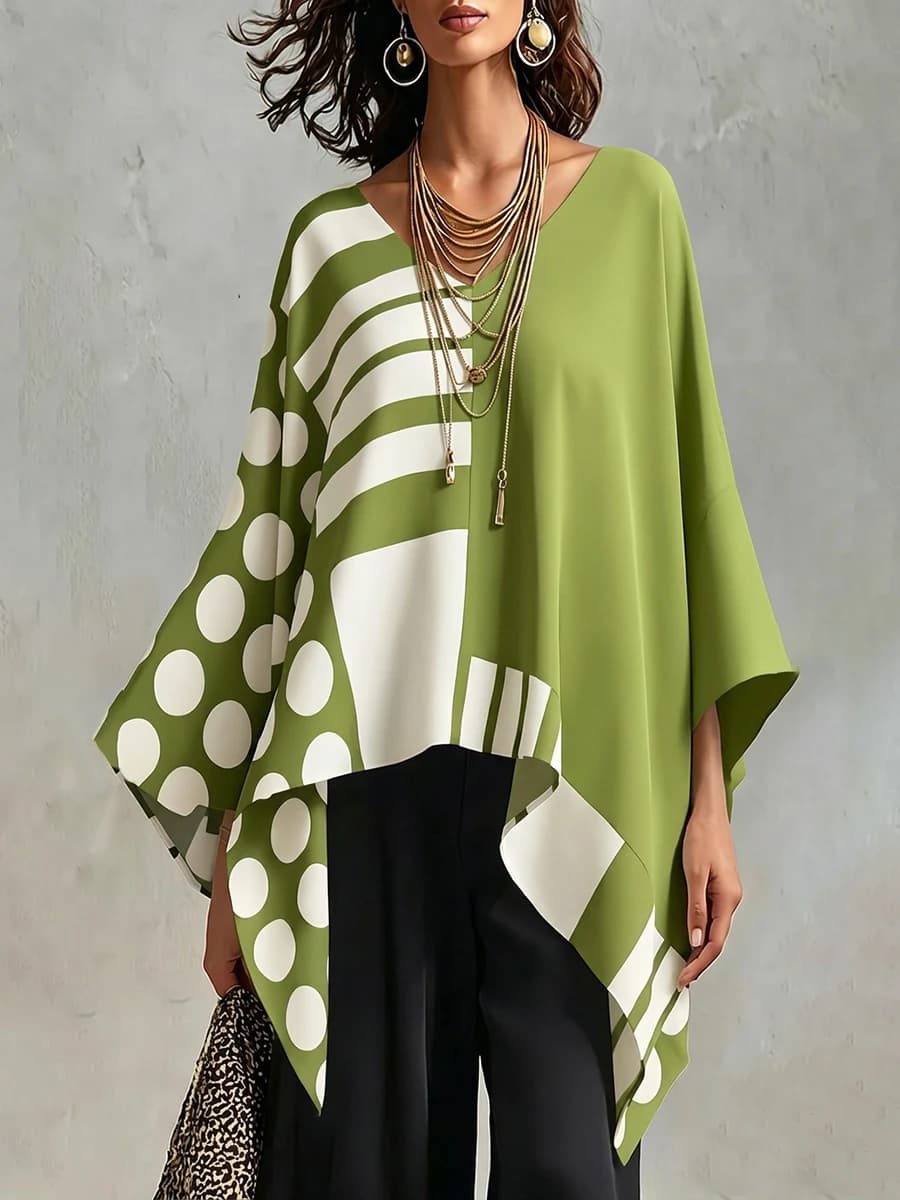 Modigirl 2026 Women Polka Dot Contrast Color Round Neck Batwing Sleeves Loose Tops Y2K Casual Daily Outfits Women T Shirts
