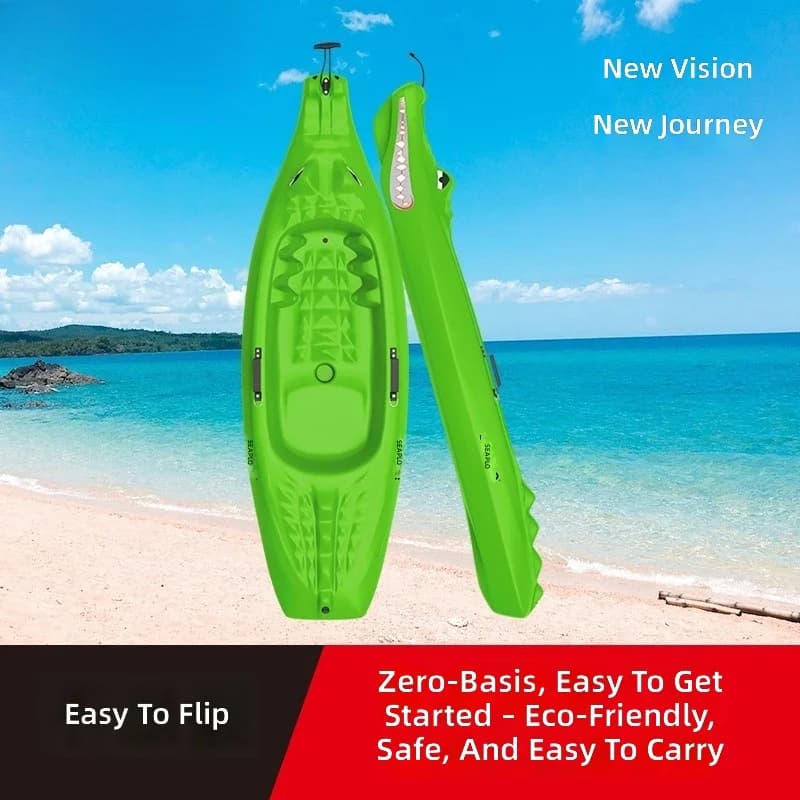 Outdoor Kids Kayak, Cartoon Crocodile Boat, Eco-Friendly Plastic, Children Student Paddle Boat, 1-2 Seater Toy Boat