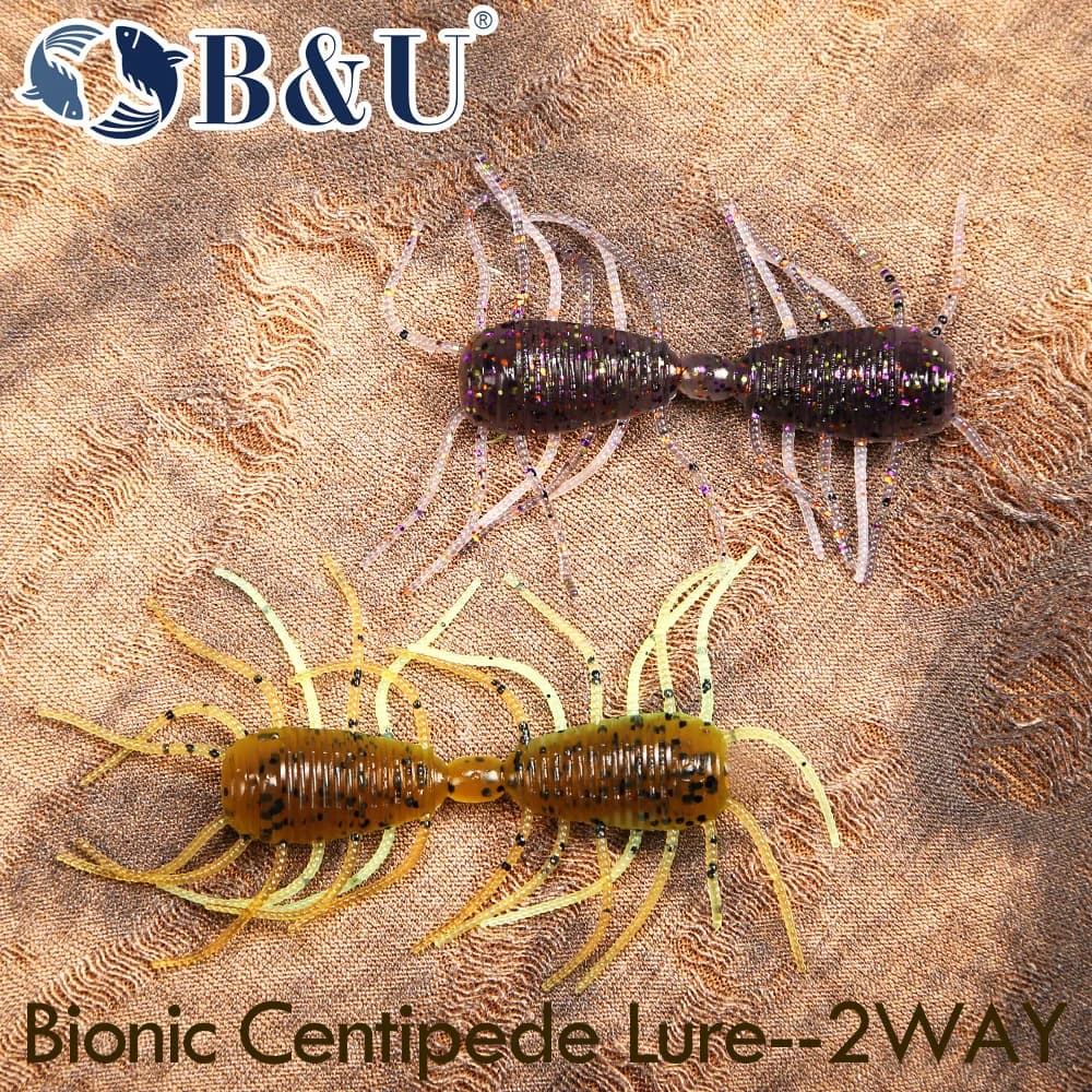 B&U 2WAY Soft Plastic Fishing Lure,Glitter Grub Bait with Lifelike Tentacles, Saltwater Freshwater Lure for Bass