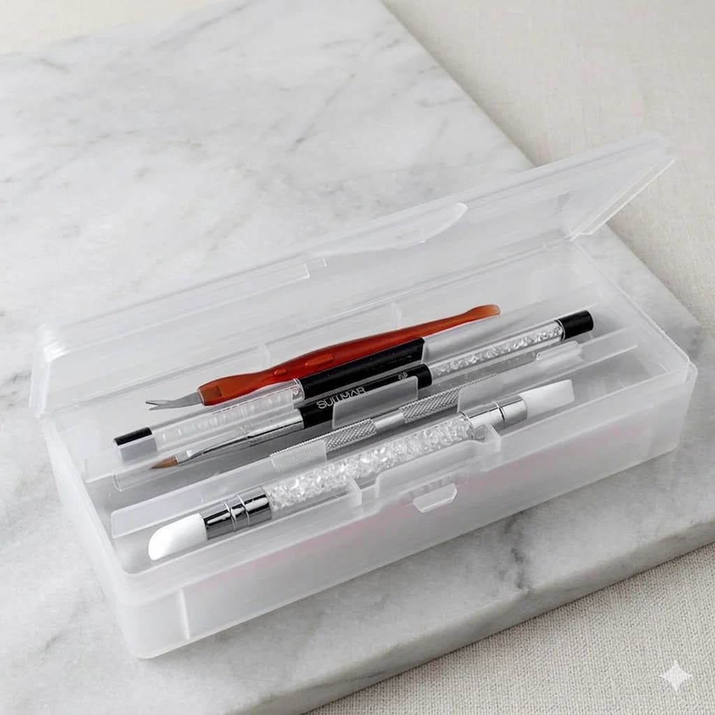Transparent Nail Studio Set, Nail Tools Box, Make-up Travel Box, Cosmetic Container, Small Accessories Container, Nail Tools Container