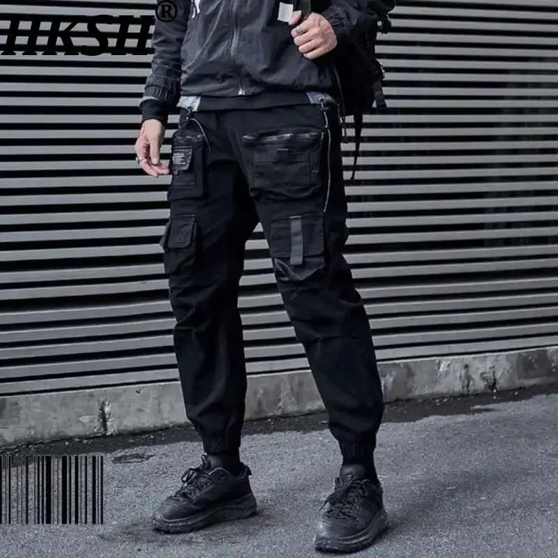 HKSH Primavera Autunno Nuovi Uomini Marea Darkwear Pantaloni Cargo High Street Trend Casual Ritagliata Leggings Punk Ins Tuta Tattica HK0005