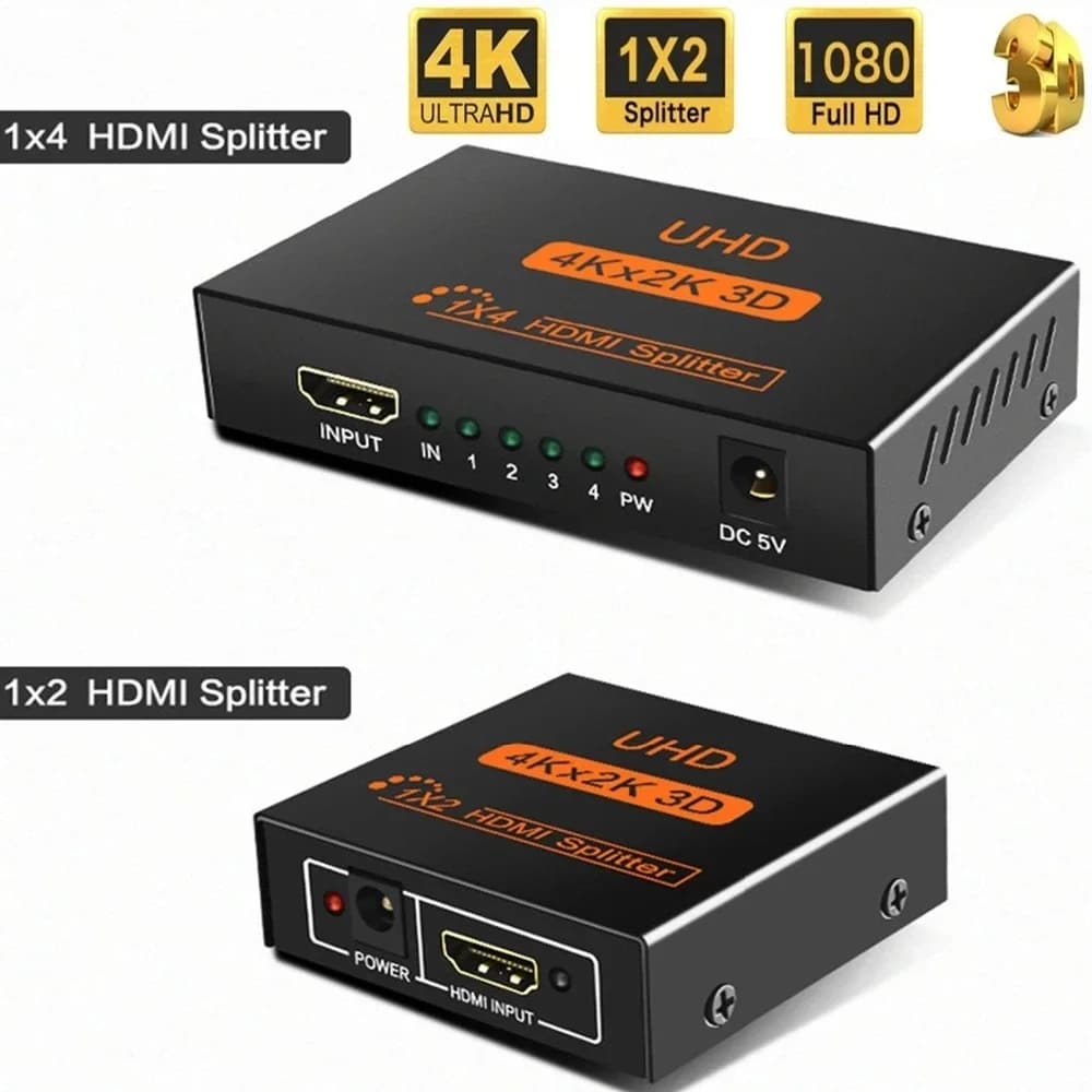 Splitter HDMI 4K * 2K HDMI 1 in 2 out 1x2 1x4 for 1 source to 2/4 screens Duplicate display PC monitor projector
