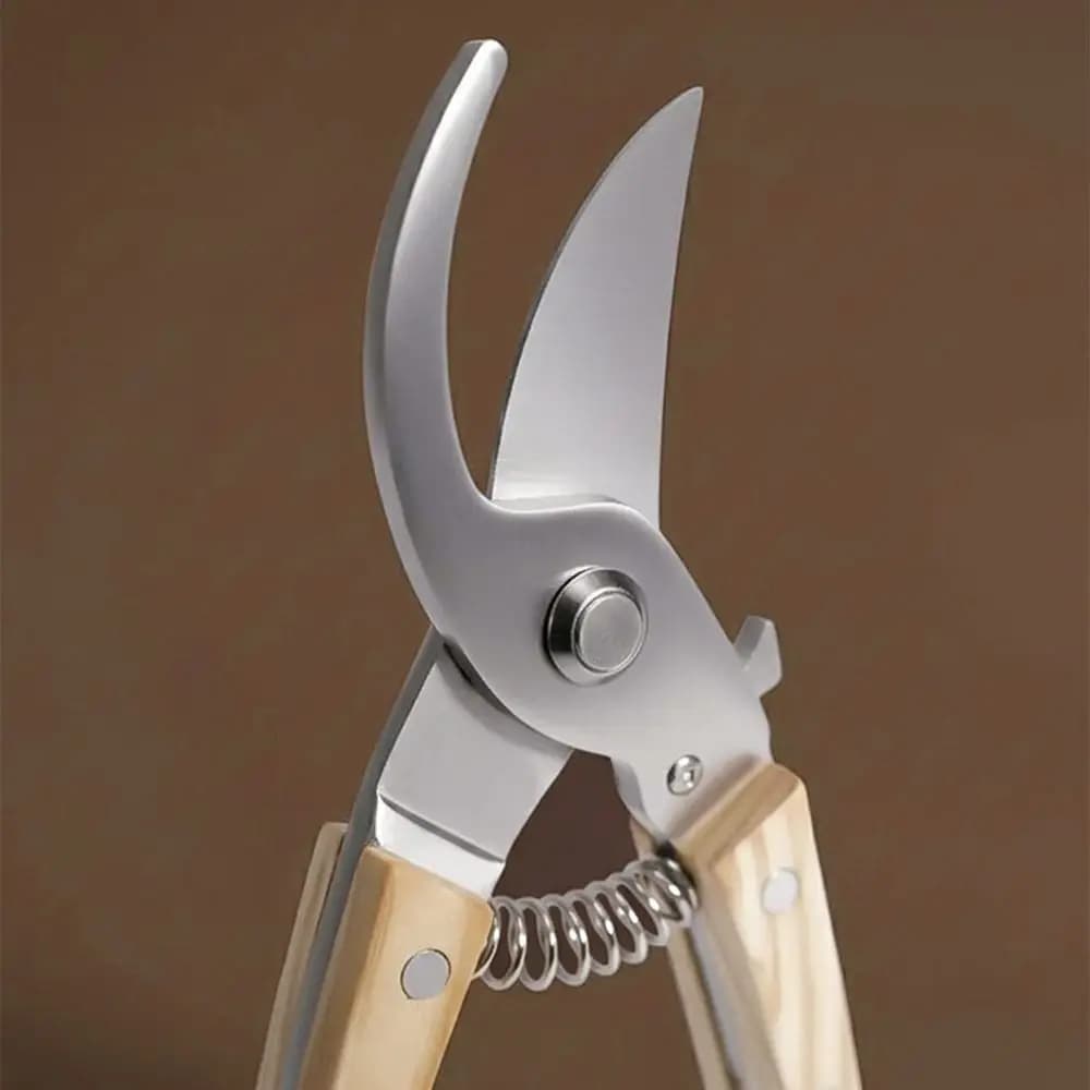 Stainless Steel Power Scissors with Anti-slip Wood Handle, Straight/Flexible Head, Safety Lock