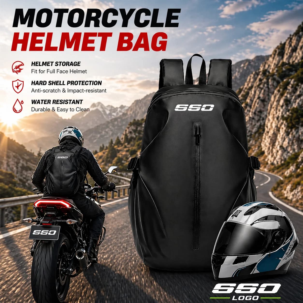 Knight Backpack Motorcycle Helmet Bag Travel Equipment Waterproof Large Capacity For Triumph Trident 660 Sport Tiger 660